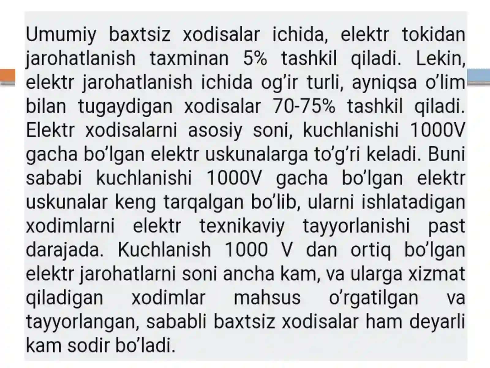 ELEKTR BILAN ISHLAGANDA XAVFSIZLIK CHORALARI 4