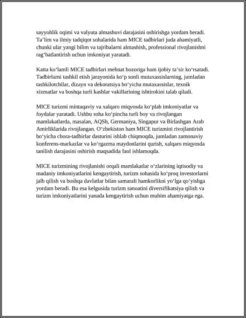 TURIZMDA UCHRASHUVLAR, KONFERENSIYALAR VA KO'RGAZMALAR 4