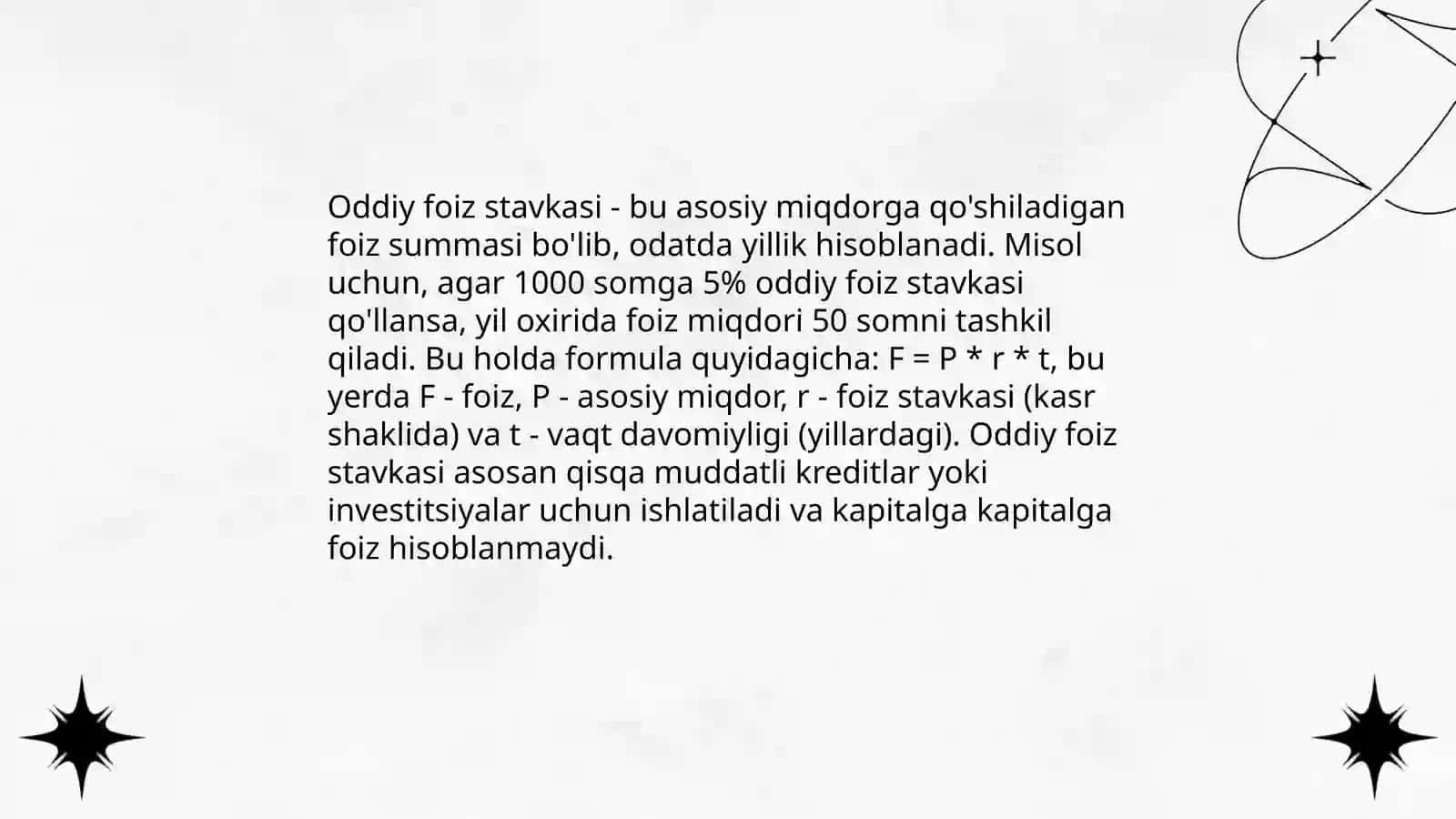 Foiz stavkasi va uni turlari.Oddiy va murakkab foiz stavkalari 4