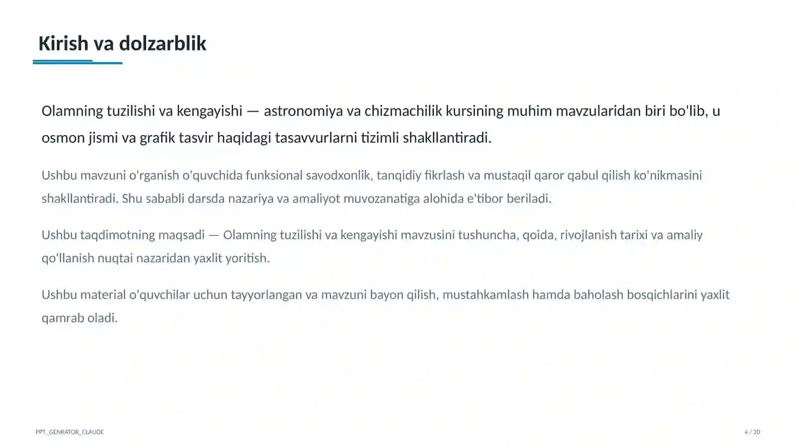 Olamning tuzilishi va kengayishi (11-sinf) 4