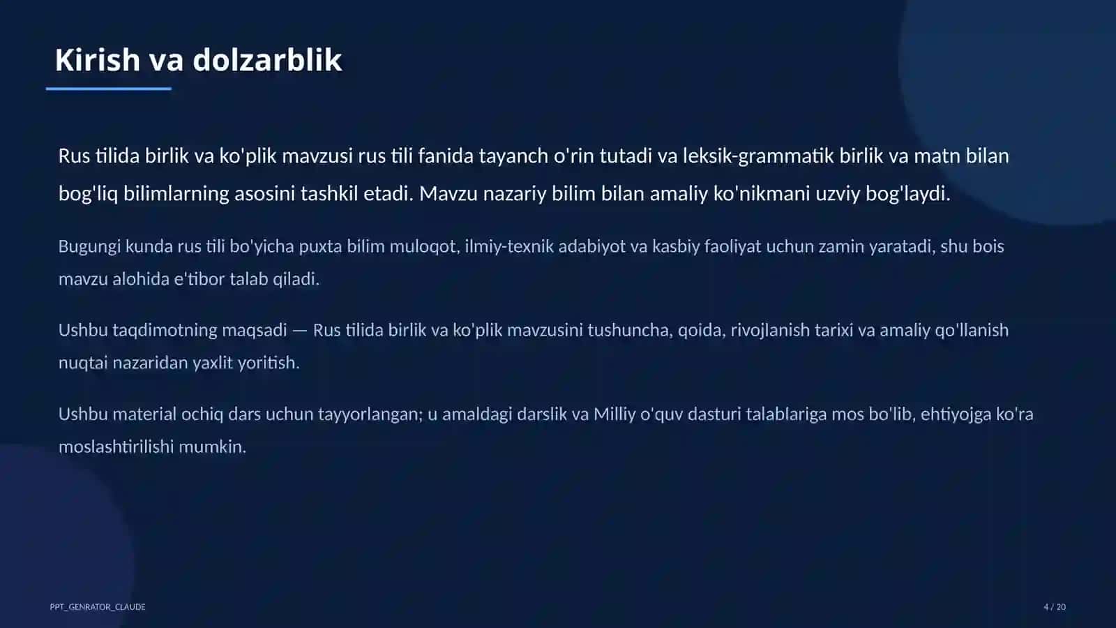 Rus tilida birlik va ko'plik (3-sinf) 4