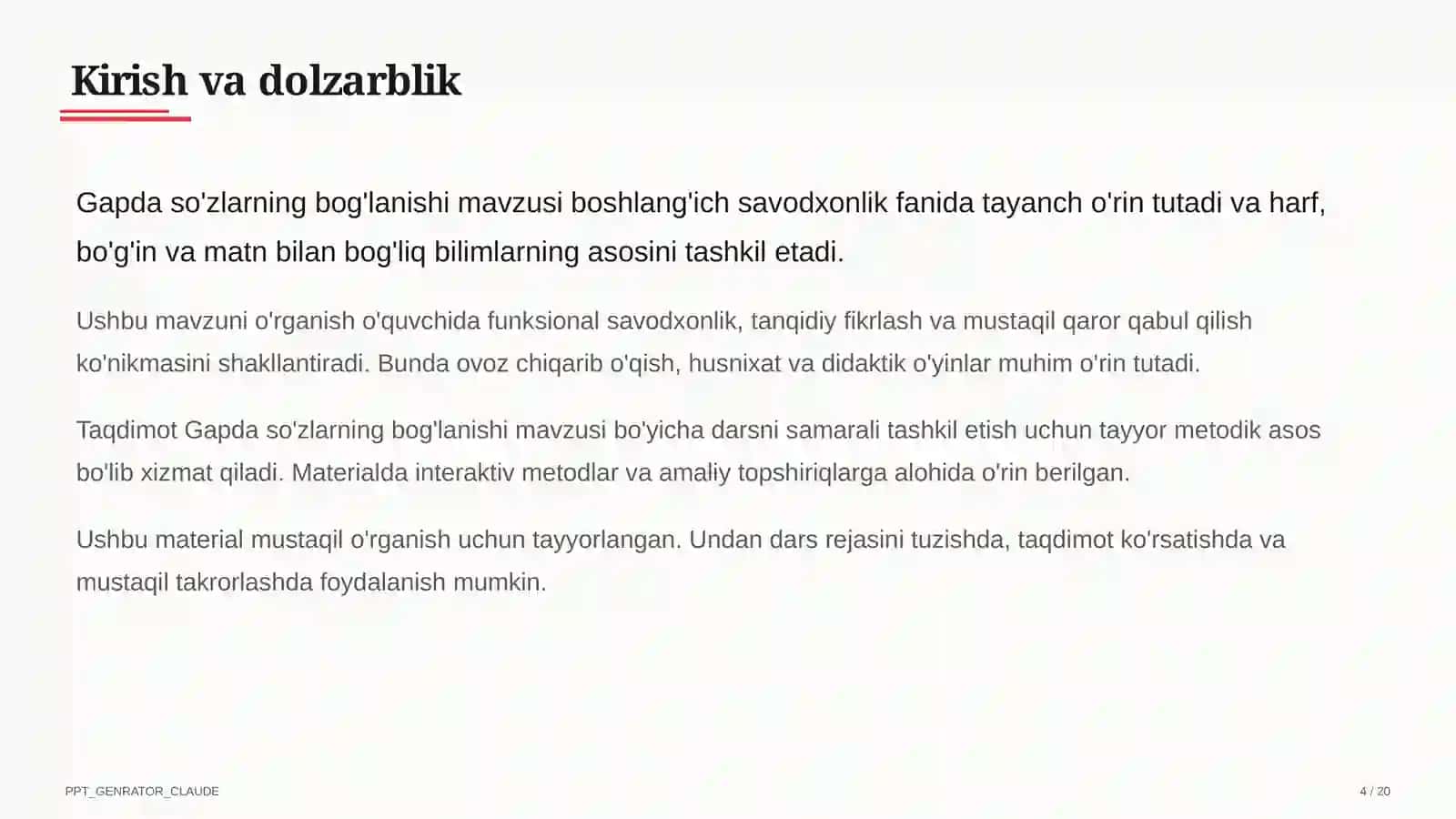 Gapda so'zlarning bog'lanishi (2-sinf) 4