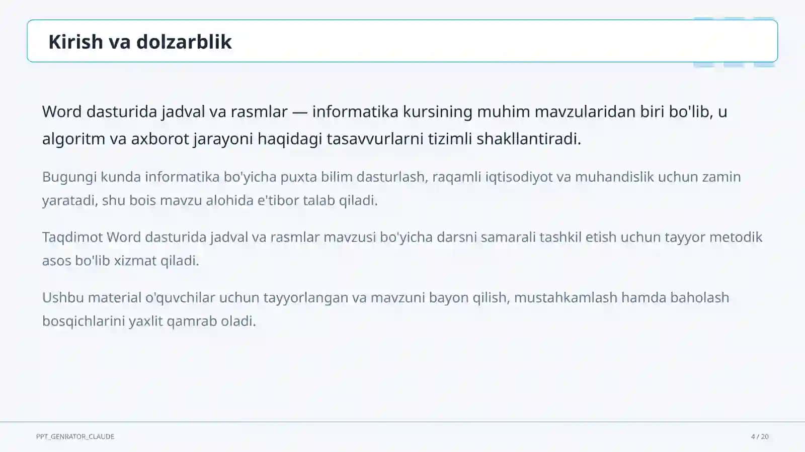 Informatika va axborot texnologiyalari (5–11) — o'quvchilar uchun 4