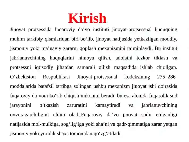 Jinoyatprotsessidafuqaroviyda’vo 4
