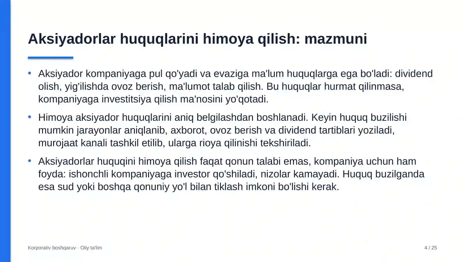 Kompyuter texnikasi ishlab chiqarishda aksiyadorlar huquqlarini himoya qilish 4