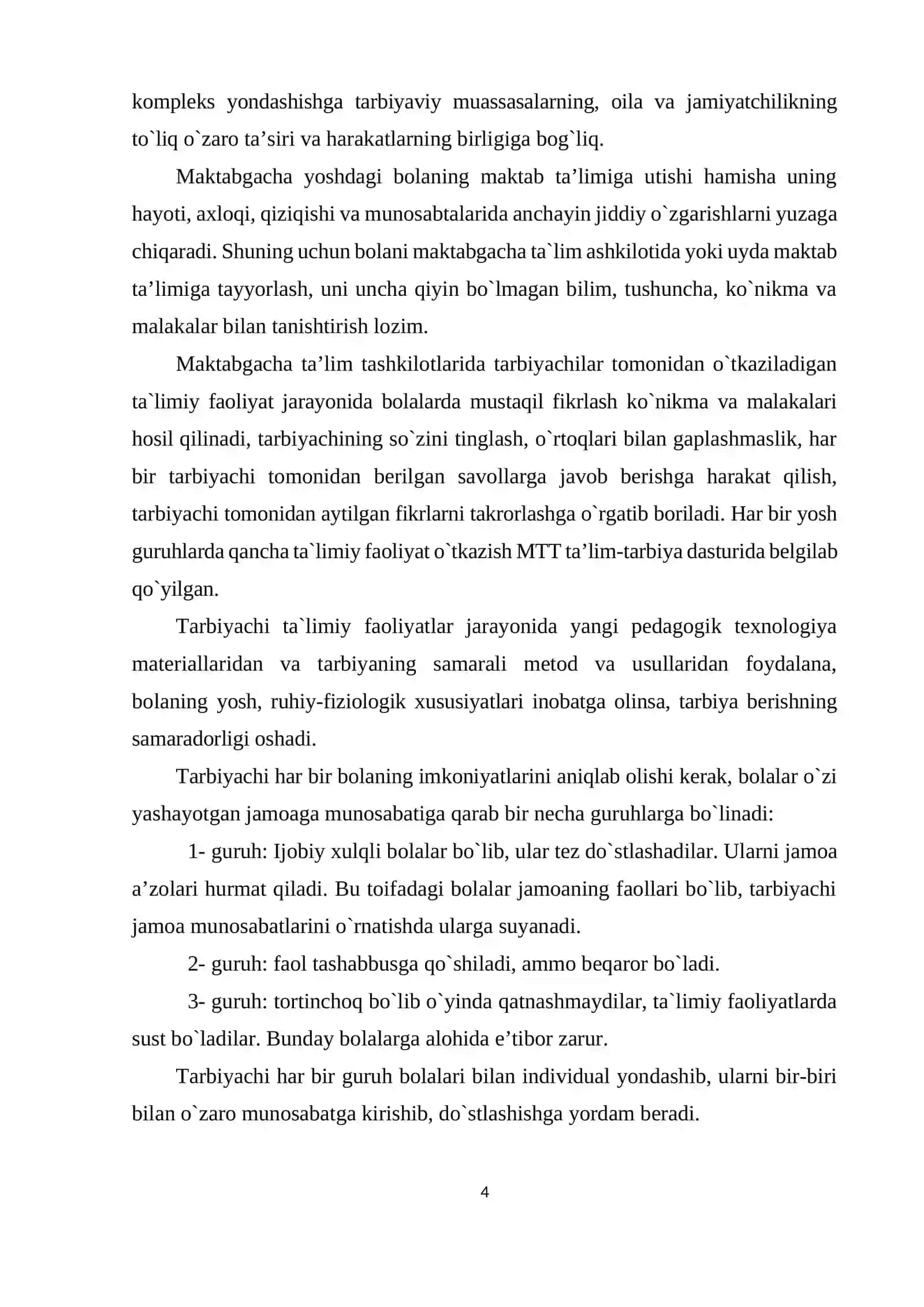 MAKTABGACHA TA’LIM MUASSASASI, OILA VA MAKTAB HAMKORLIGI 4