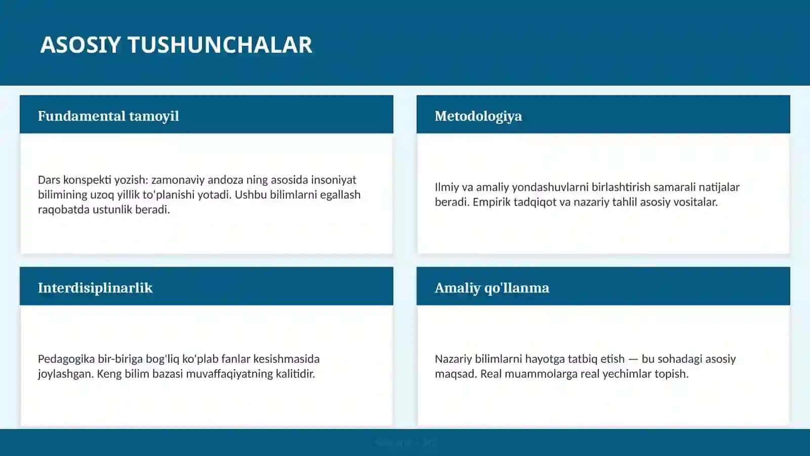 Dars konspekti yozish: zamonaviy andoza 4