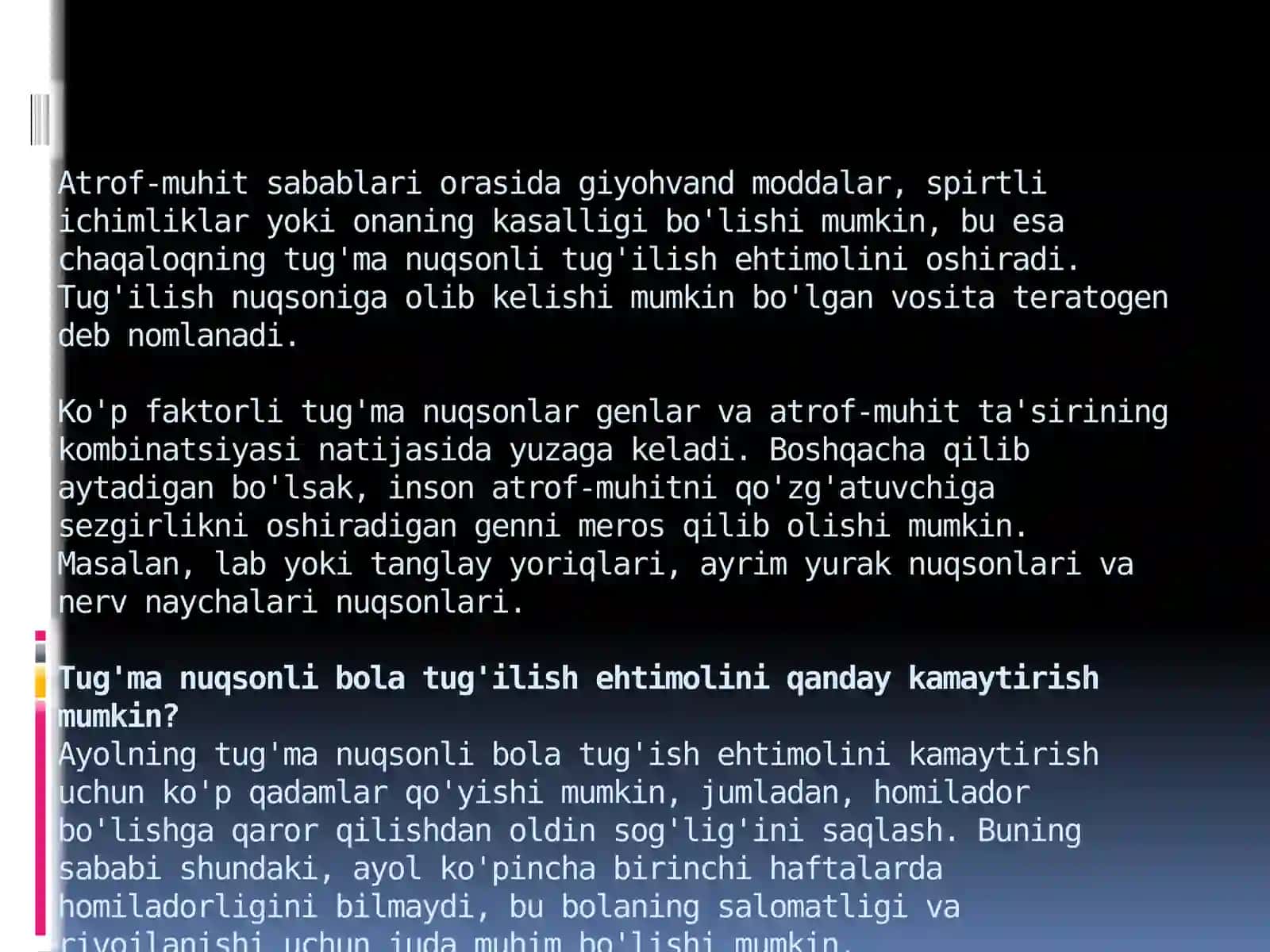 TUG’MA ANOMALIYALAR. CHALA TUG’ILGANLARDAGI BUZILISHLAR 4