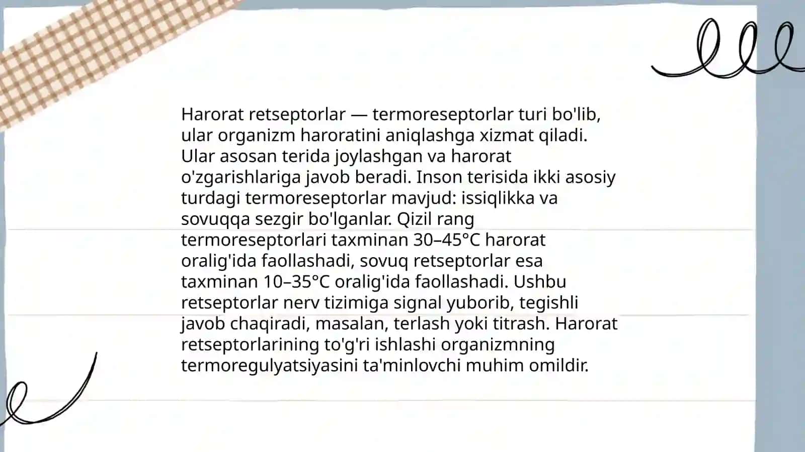 Taktil va harorat retsepsiyasi 4
