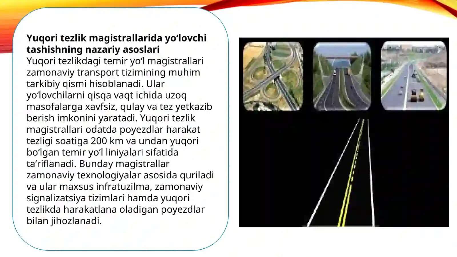 Yuqori tezlik magistrallarida yo‘lovchi tashish harakatini hisoblash 4