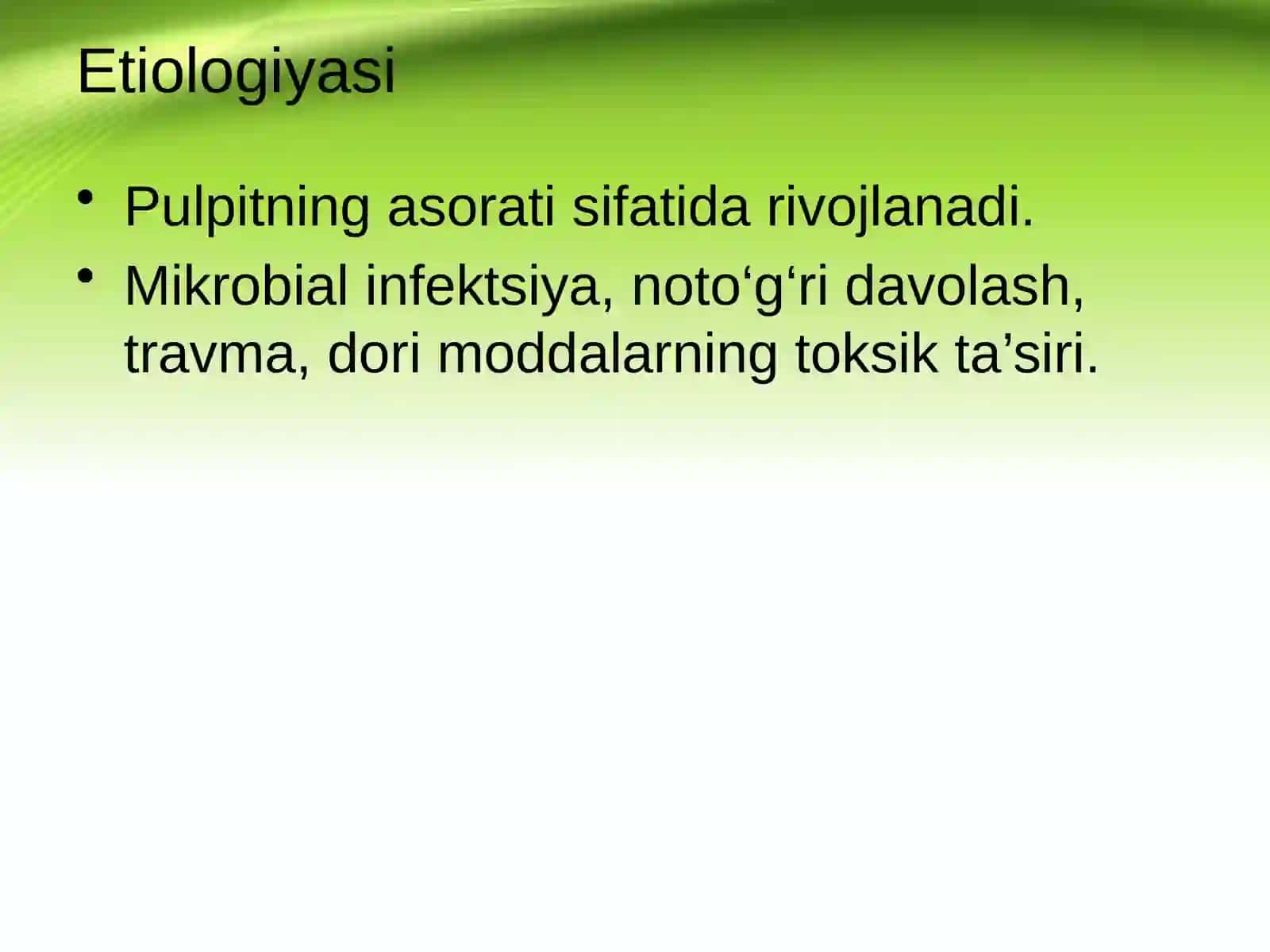 Sut tishlari va periodantit. Endodontik plomba ashyolari 4