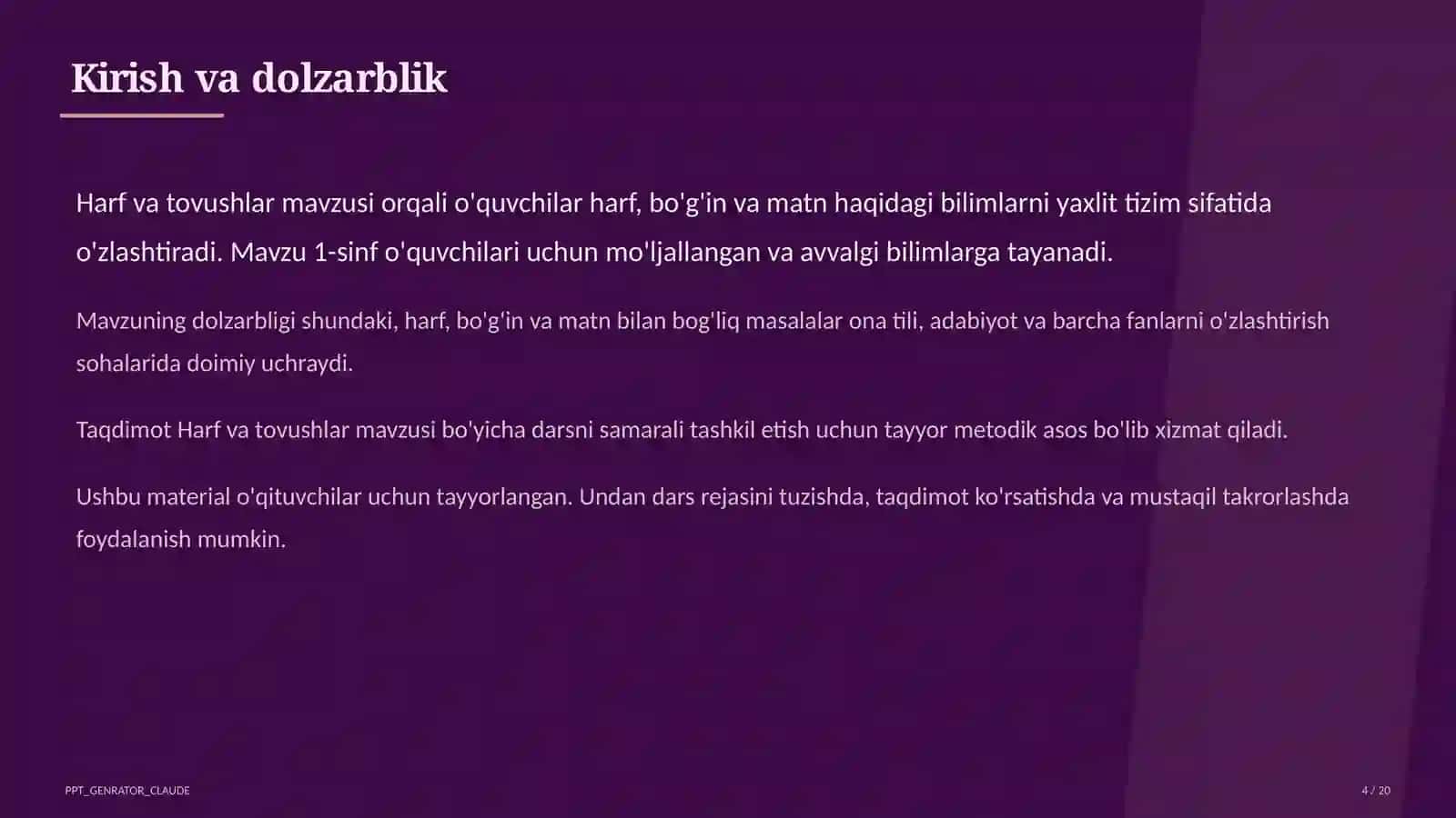 Harf va tovushlar (1-sinf) 4