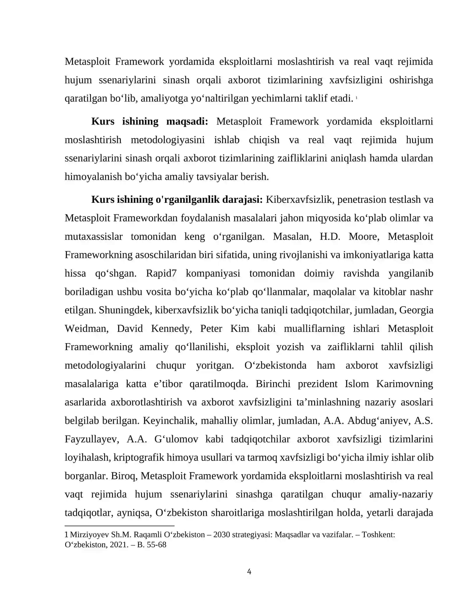 METASPLOIT FRAMEWORK YORDAMIDA EKSPLOITLARNI MOSLASHTIRISH VA REAL VAQT REJIMIDA HUJUM SSENARIYLARINI SINASH 4