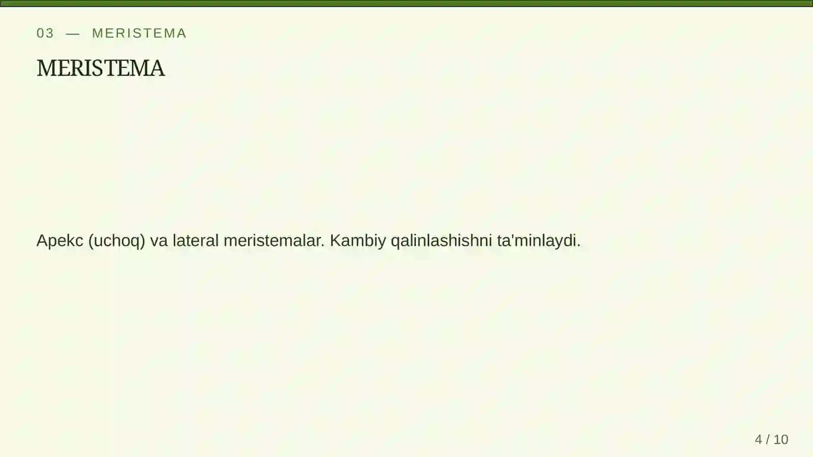O'simliklarning o'sishi va rivojlanishi 4