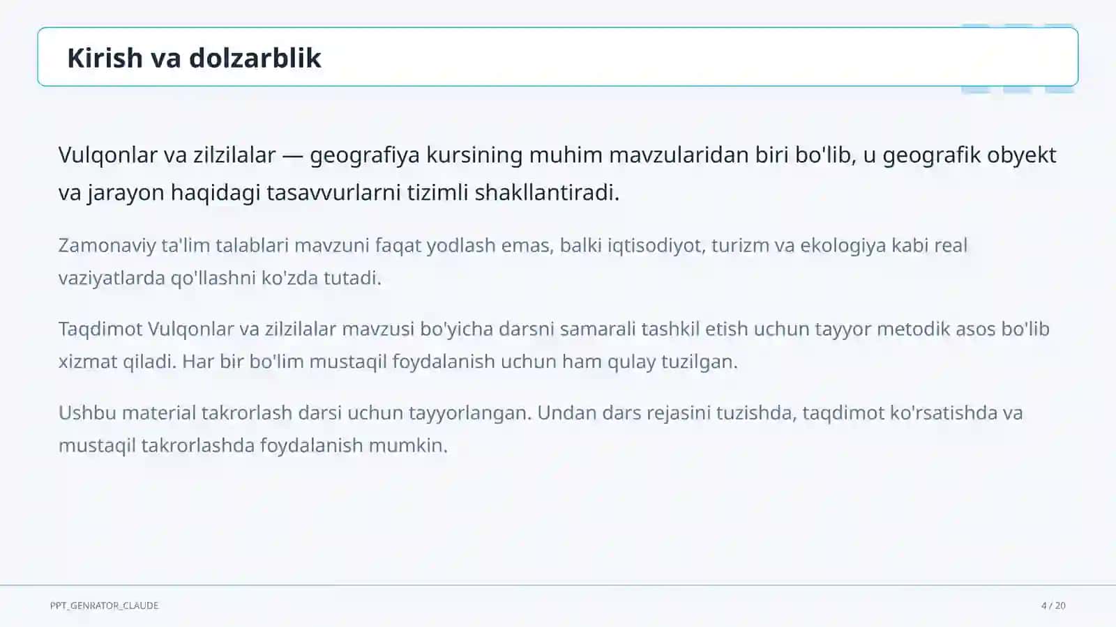 Vulqonlar va zilzilalar (5-sinf) 4