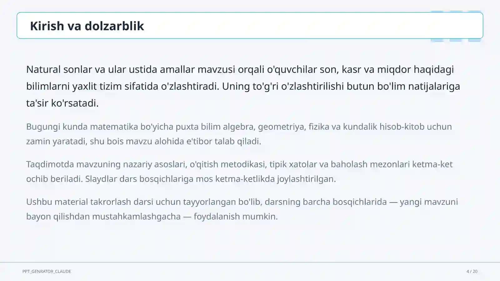 Natural sonlar va ular ustida amallar (5-sinf) 4