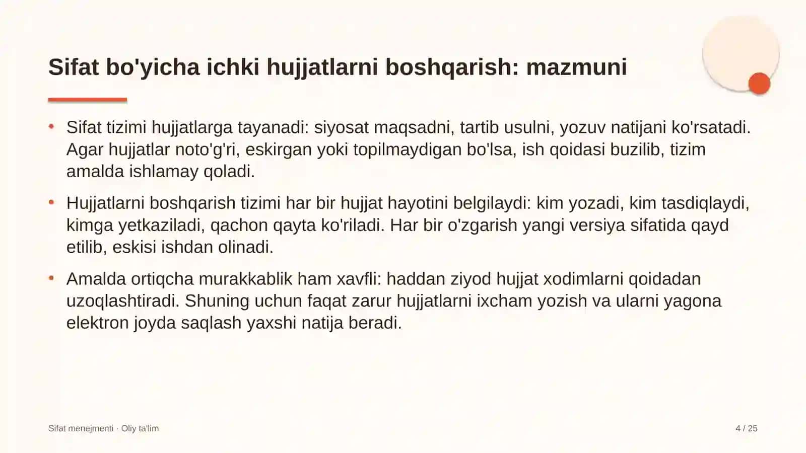 davlat moliyaviy nazorati organlarida sifat bo'yicha ichki me'yoriy hujjatlarni boshqarish 4574 4