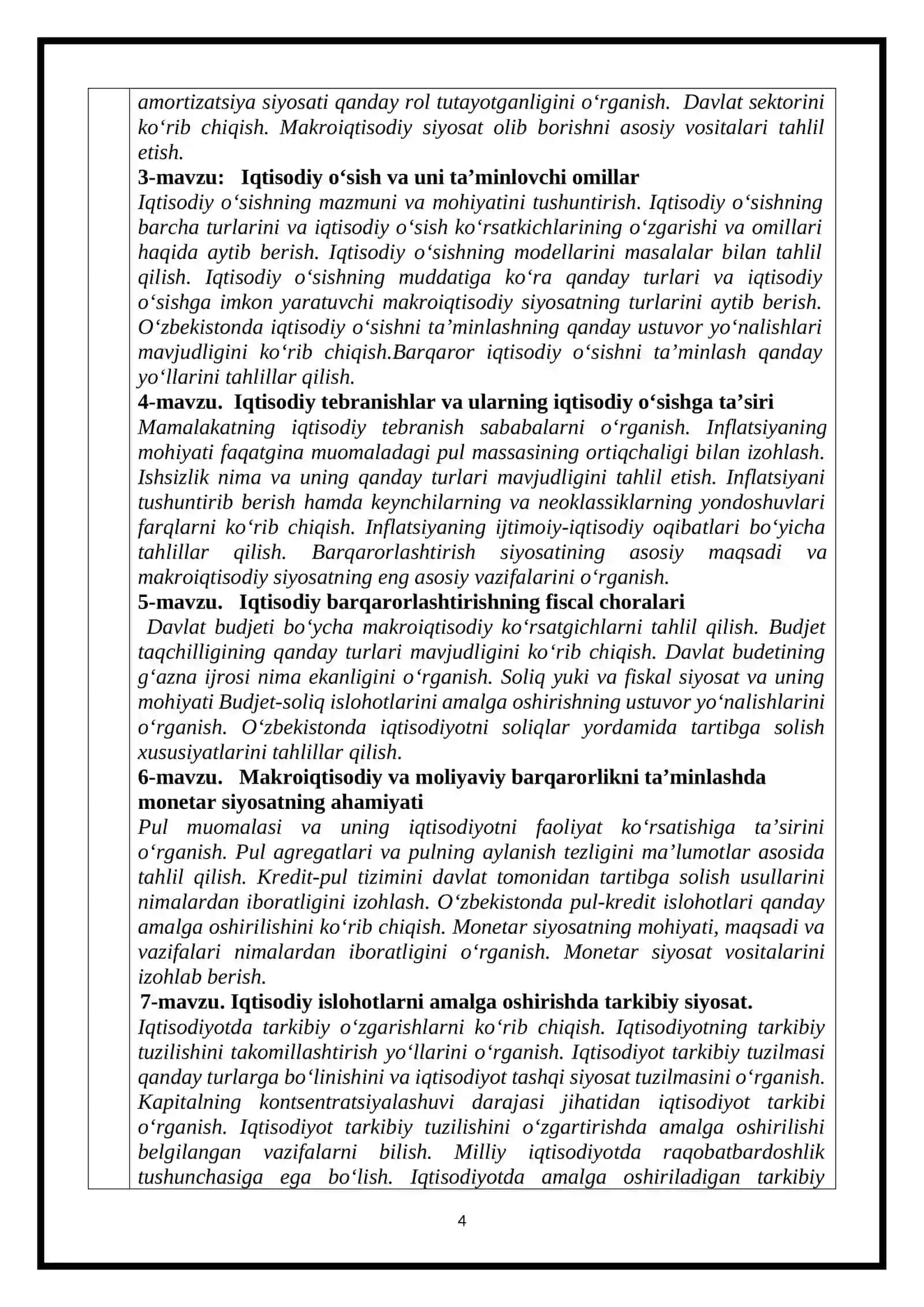 MAKROIQTISODIY SIYOSAT VA MOLIYA BOZORI 4