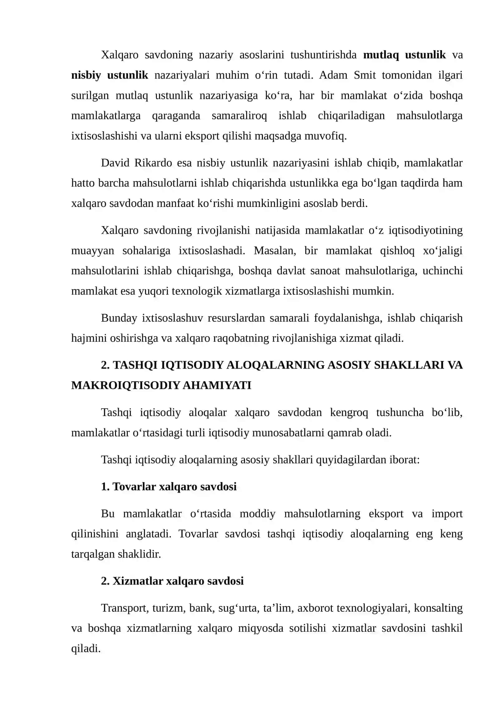 XALQARO SAVDO VA TASHQI IQTISODIY ALOQALARNING MAKROIQTISODIY JARAYONLARDAGI ROLINI TAHLIL QILISH 4