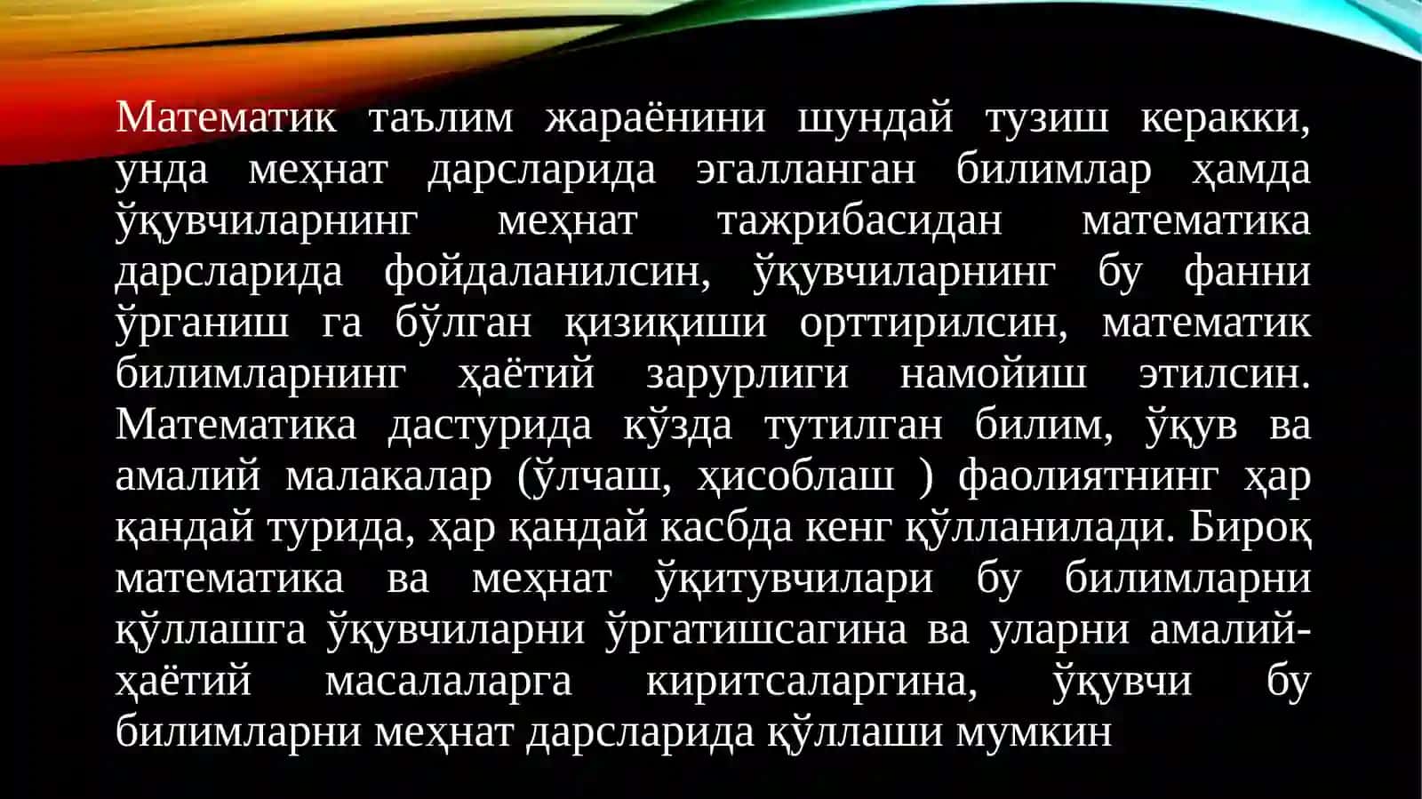 Matematika o‘qitish maxsus metodikasi fanining umumiy masalalari 4