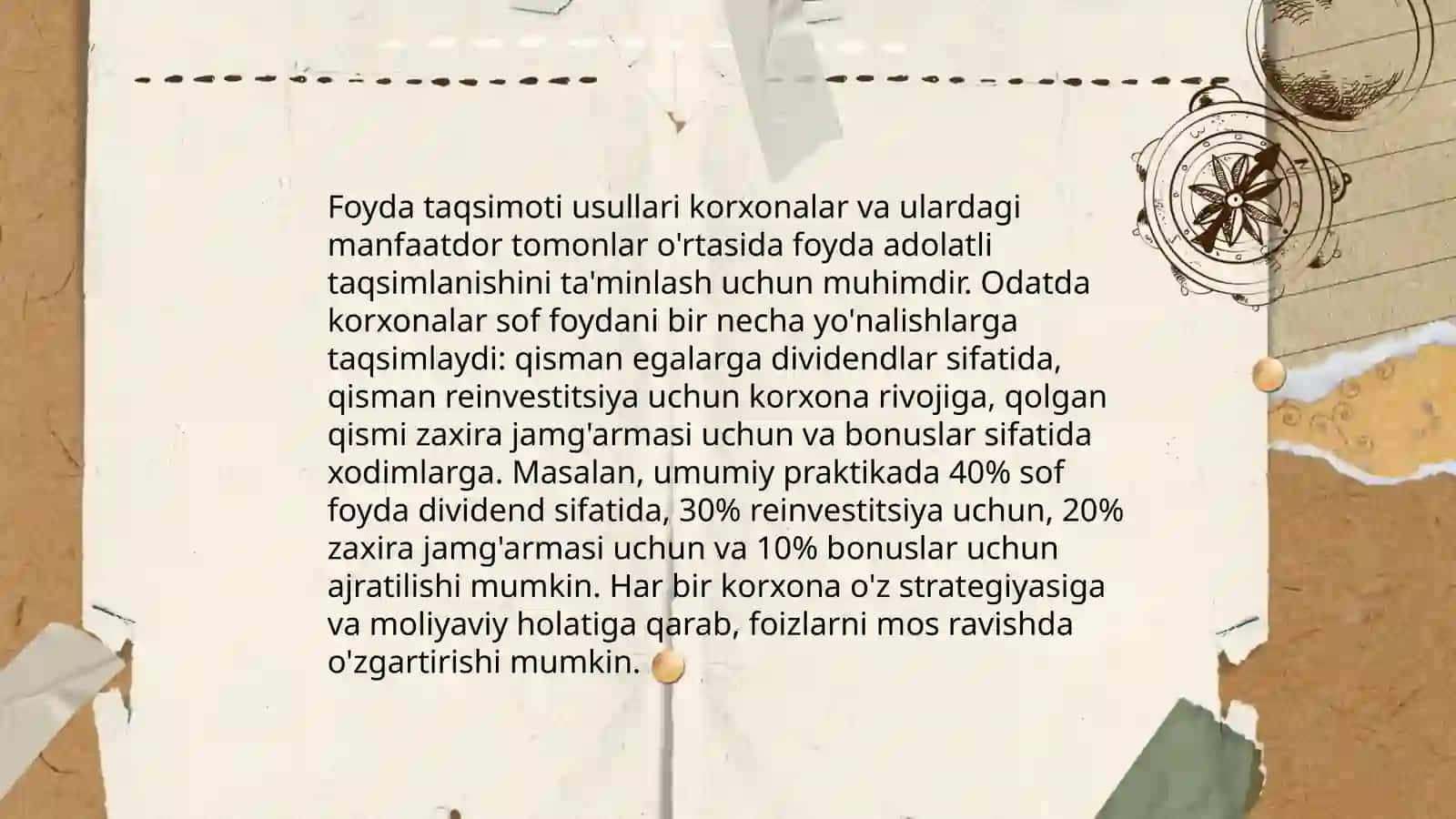 Korxona foydasining taqsimlanishi va ishlatilishi 4