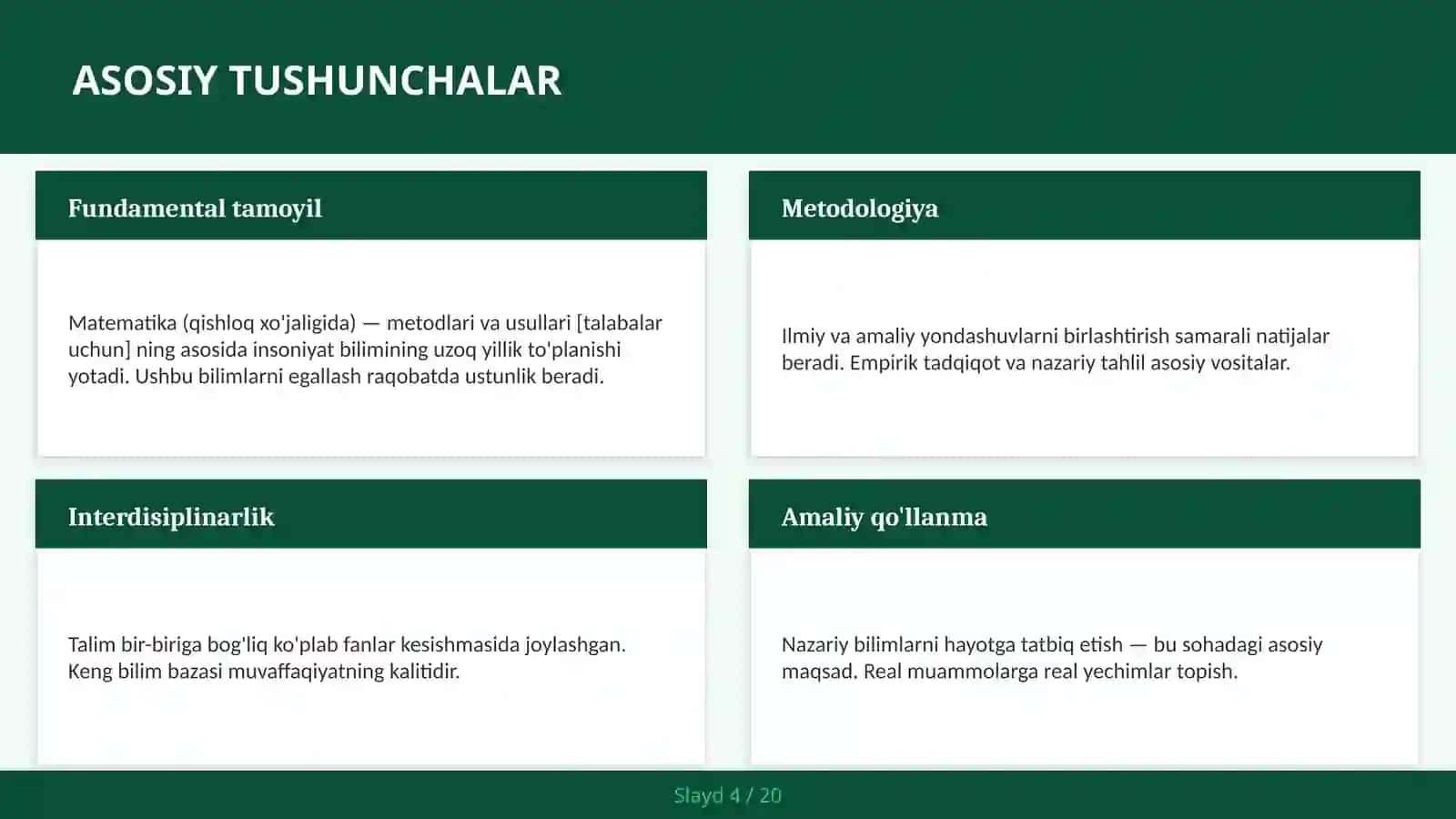 Matematika (qishloq xo'jaligida) — metodlari va usullari [talabalar uchun] 4