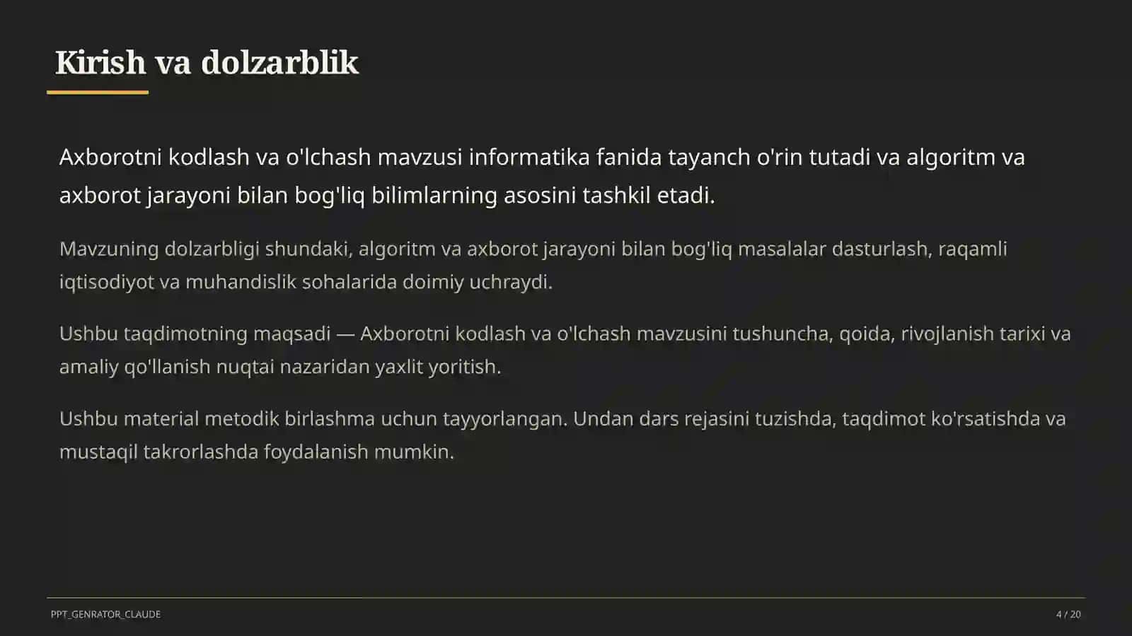 Axborotni kodlash va o'lchash (7-sinf) 4