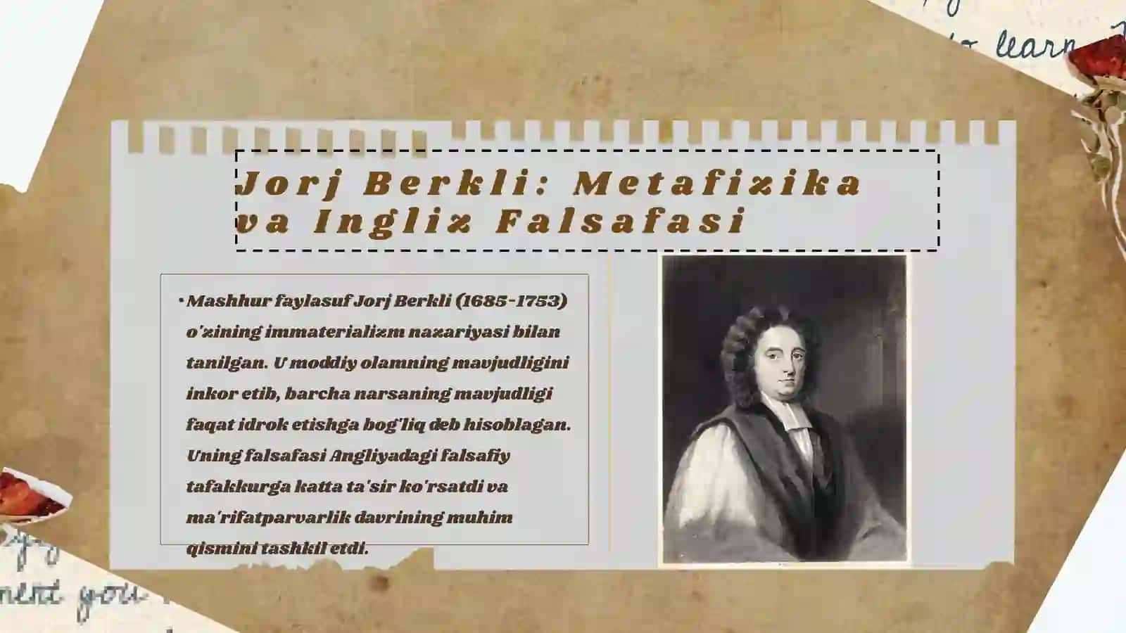 XVIII asr Angliyada maʼrifatparvar rivoji.Jorj Berkli falsafasi 4