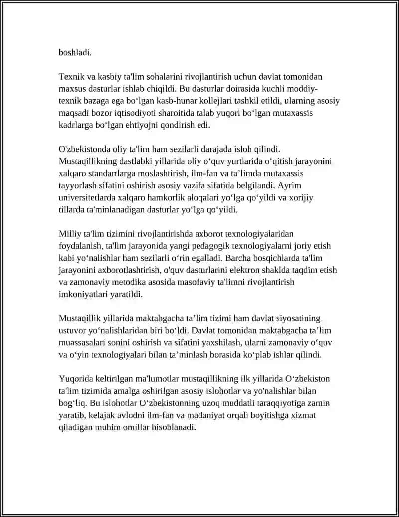 MUSTAQILLIKNING ILK YILLARIDA TALIM TIZIMIDAGI OʻZGARISHLAR 4