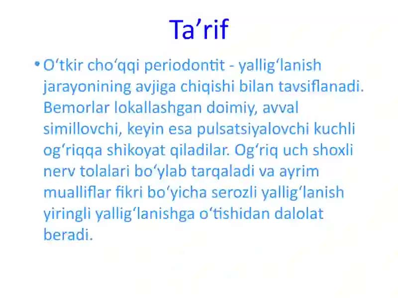 O‘tkir cho‘qqi periodontit 4