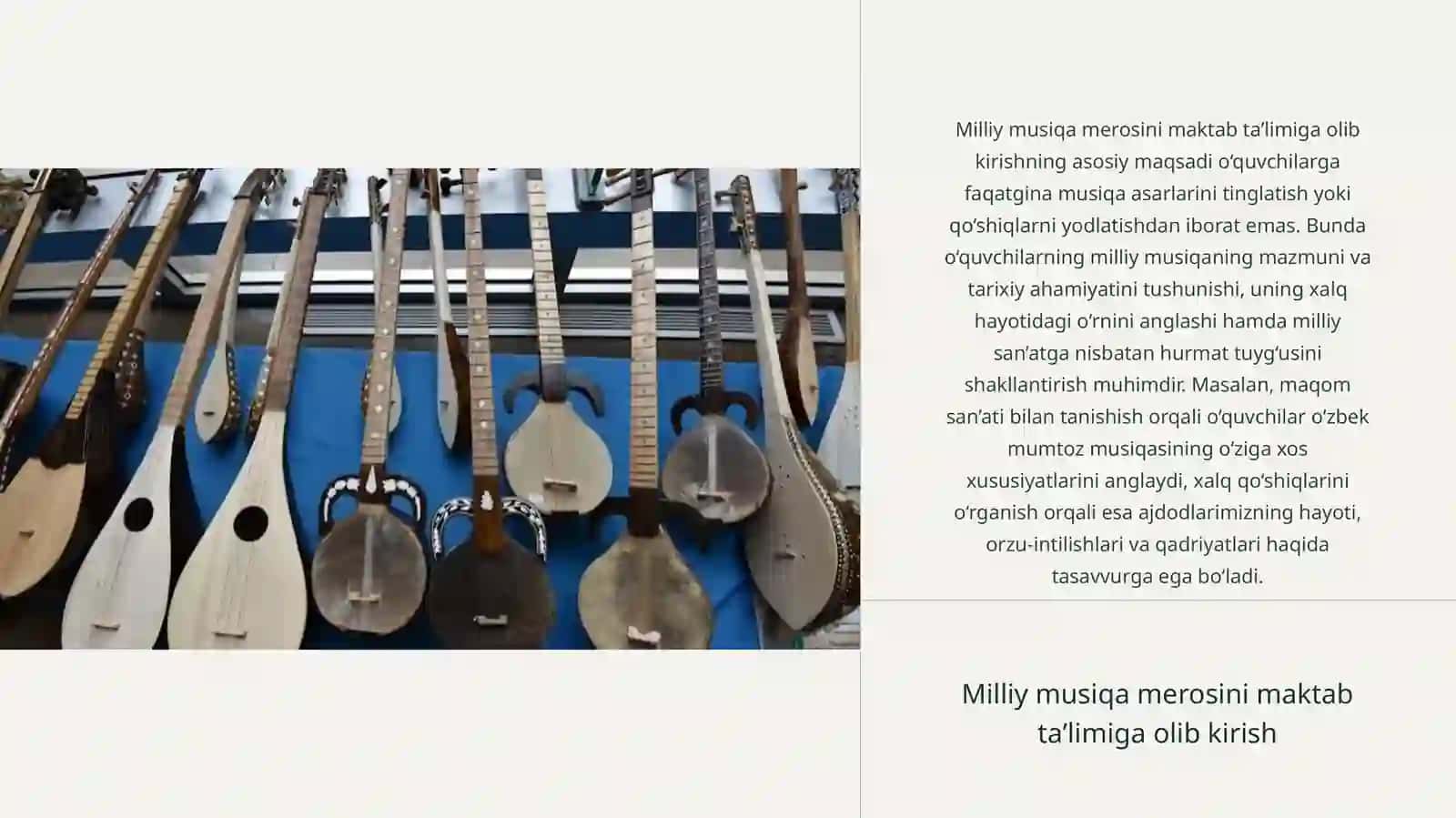 UMUMIY O'RTA TA'LIM MAKTABLARIDA MILLIYMUSIQASAN'ATIRIVOJIDAGIISLOXOTLAR, MUAMMOLAR 4