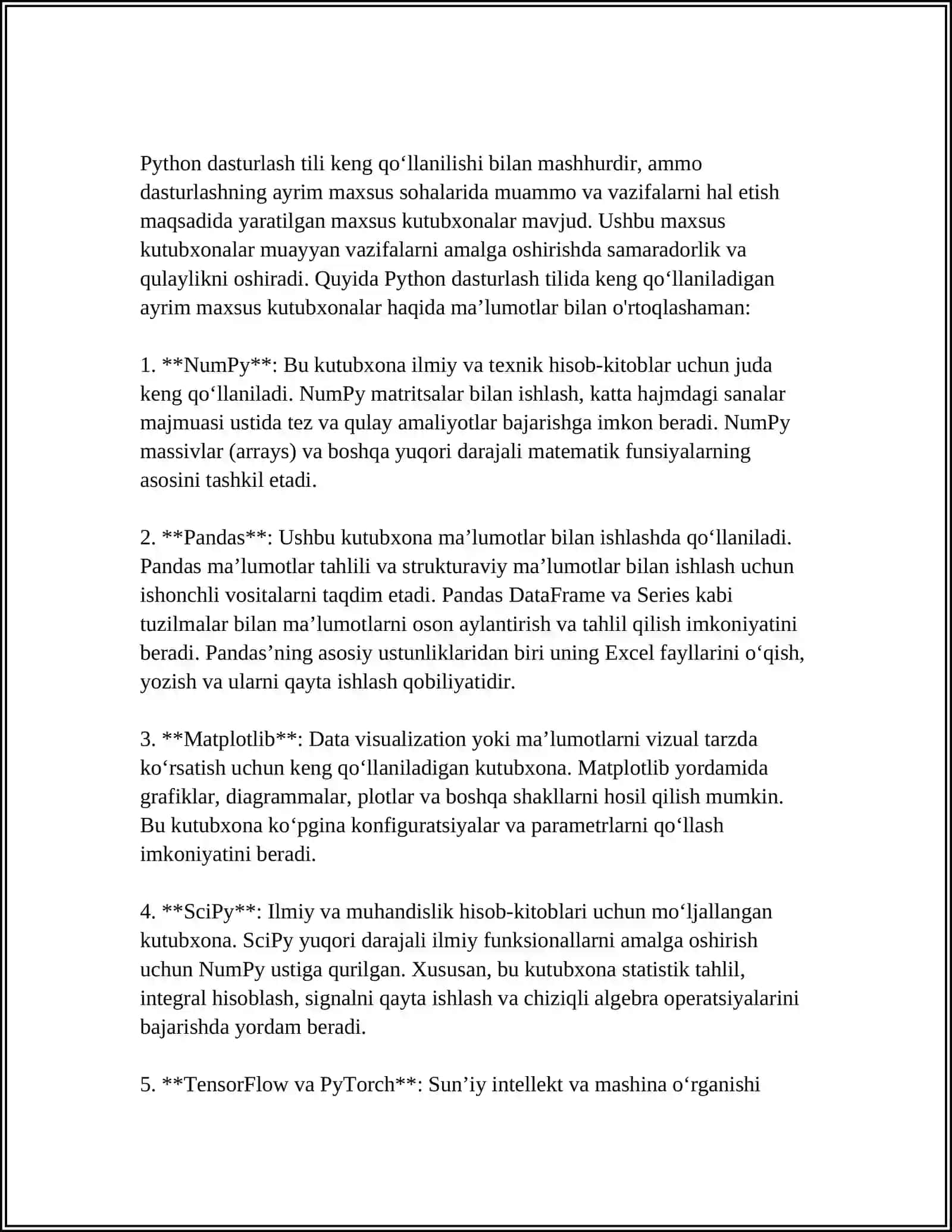 PYTHON DASTURLASH TILINING MAXSUS KUTUBXONALARIDAN FOYDALANISH 4