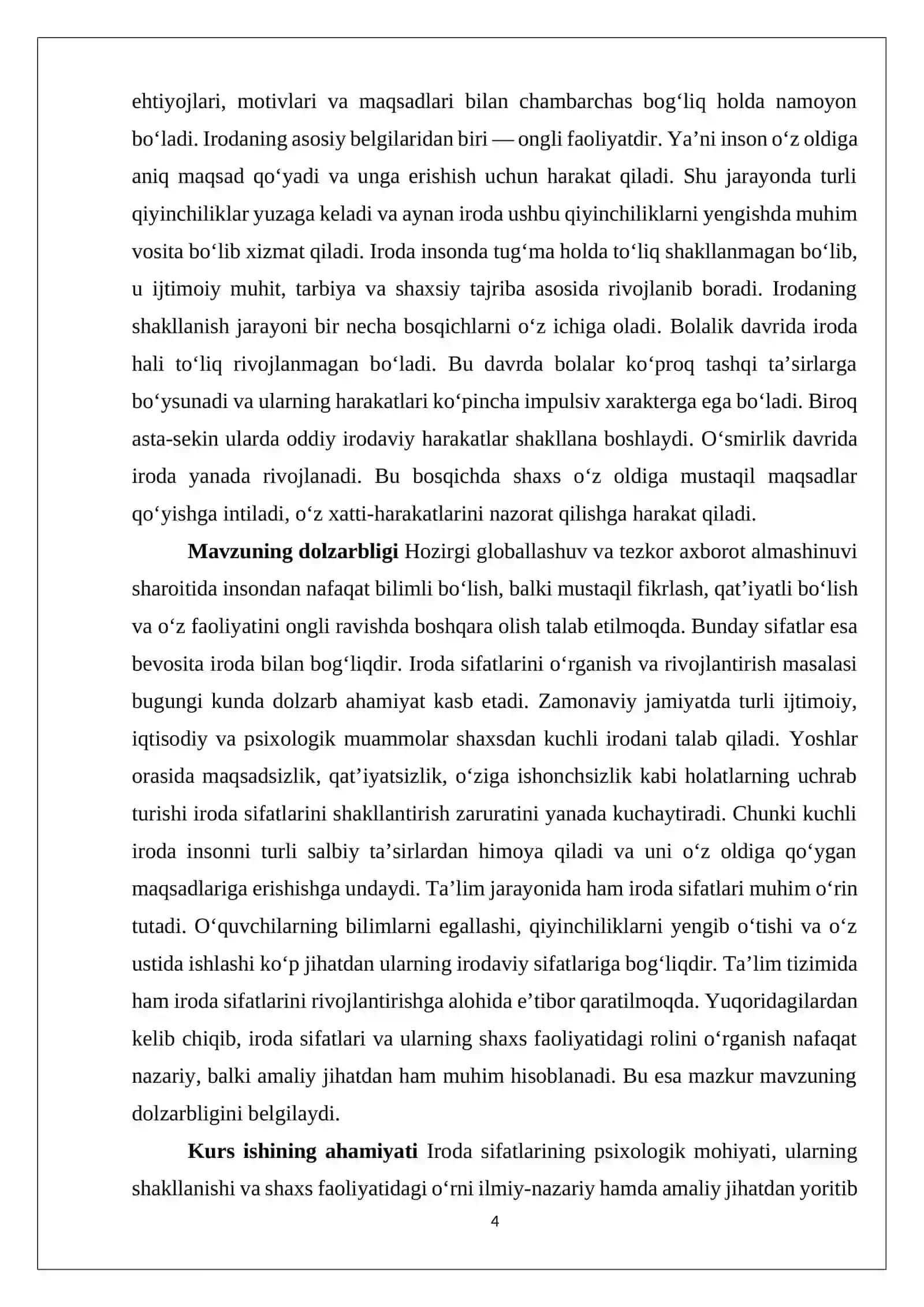 Iroda sifatlari va shaxs faoliyatidagi roli 4