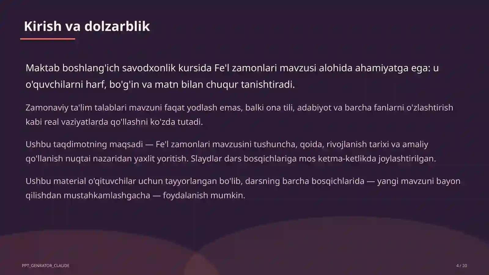 Fe'l zamonlari (4-sinf) 4
