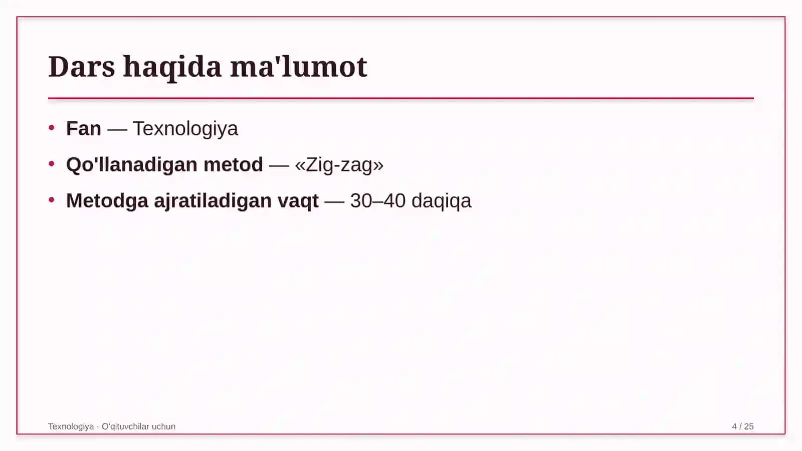 texnologiya darslarida zig zag metodidan foydalanish 3206 4