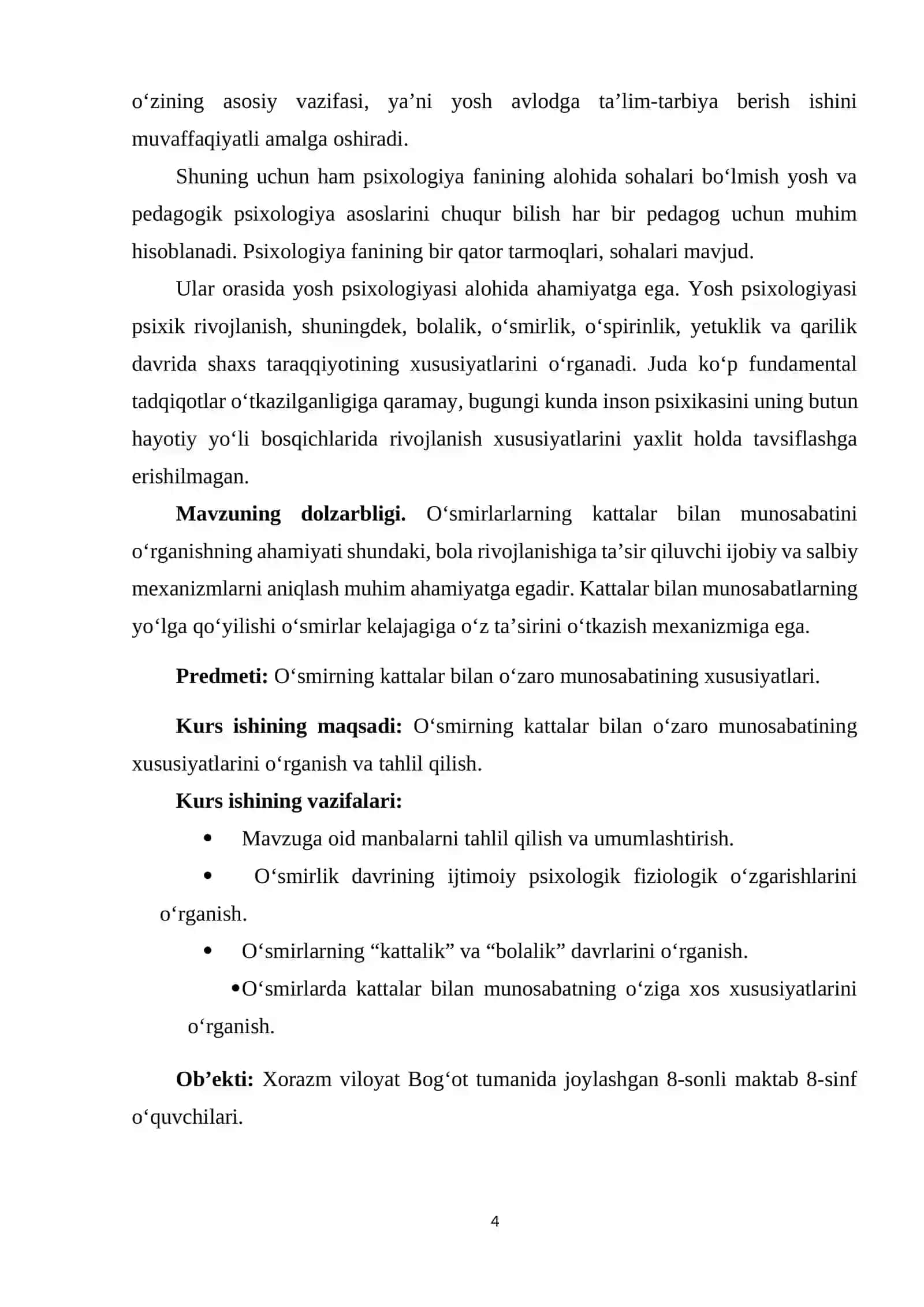 Rivojlanish psixologiyasi Kurs ishi 4