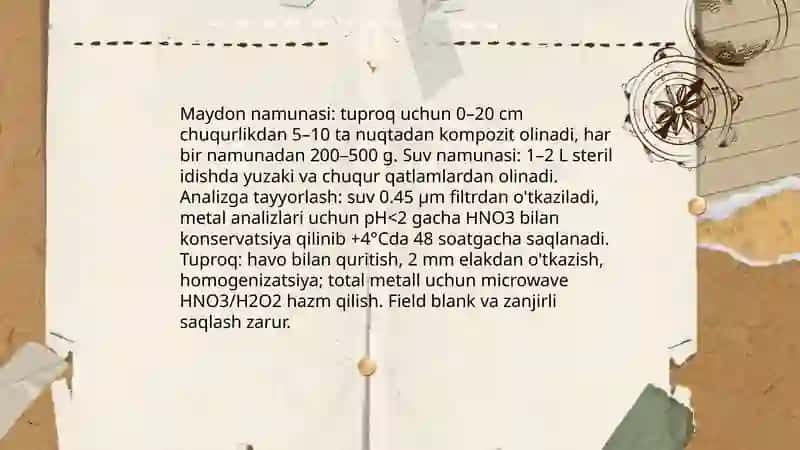 Tuproq va Suvning Ifloslanishida Ionli Bogʻlanishli Birikmalarni Aniqlash va Ulardan Tozalash Usullari 4