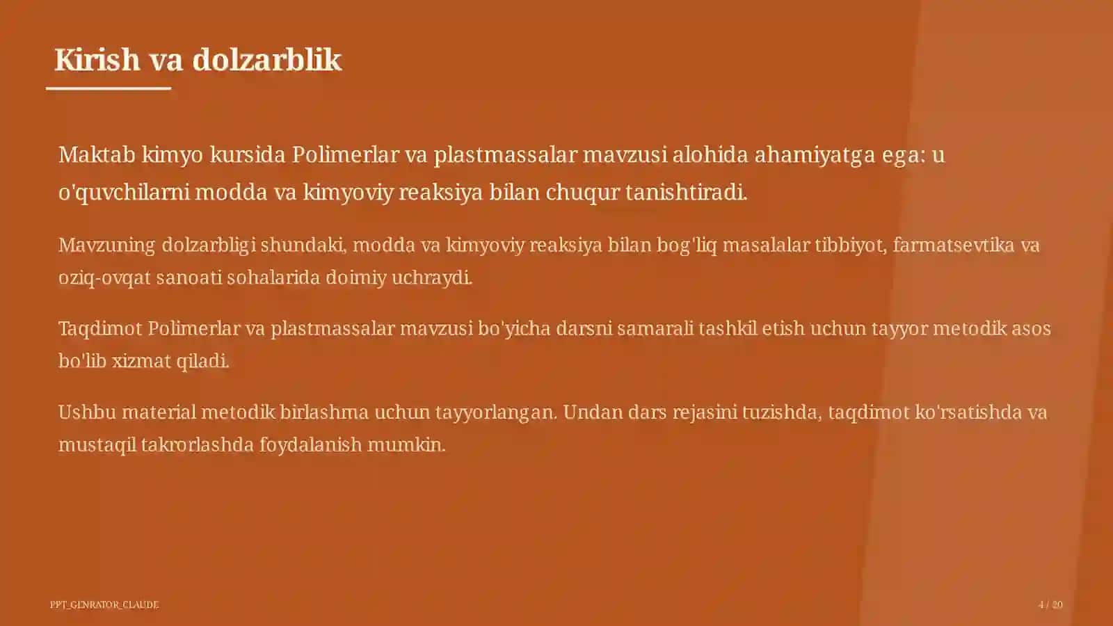 Polimerlar va plastmassalar (11-sinf) 4