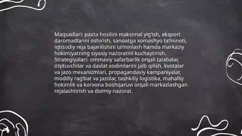 Paxta ishi va O'zbeklar ishi kompaniyalari tarixi 4