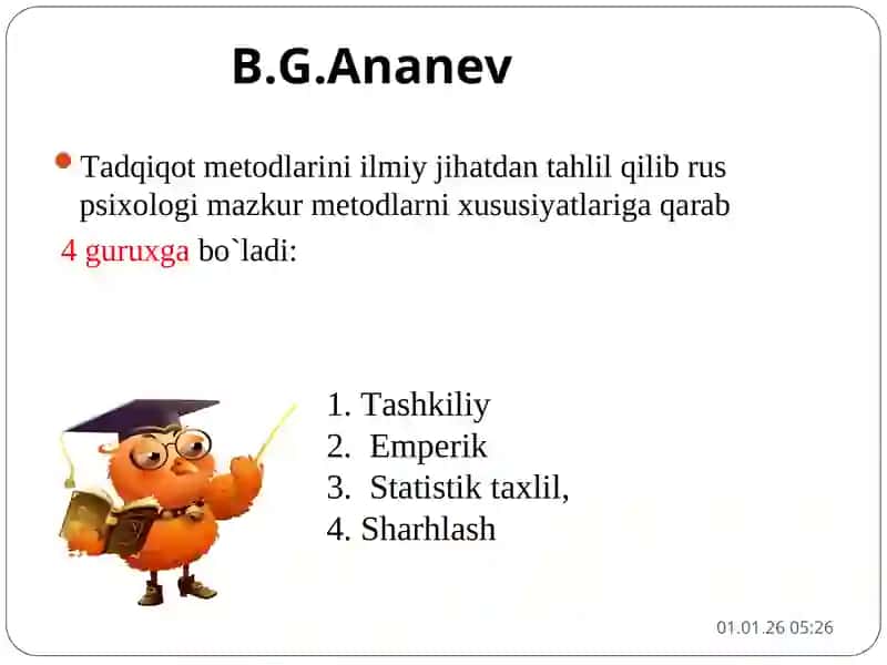 Psixologiyaning ilmiy tadqiqot metodlari va metodologik asosi. 4