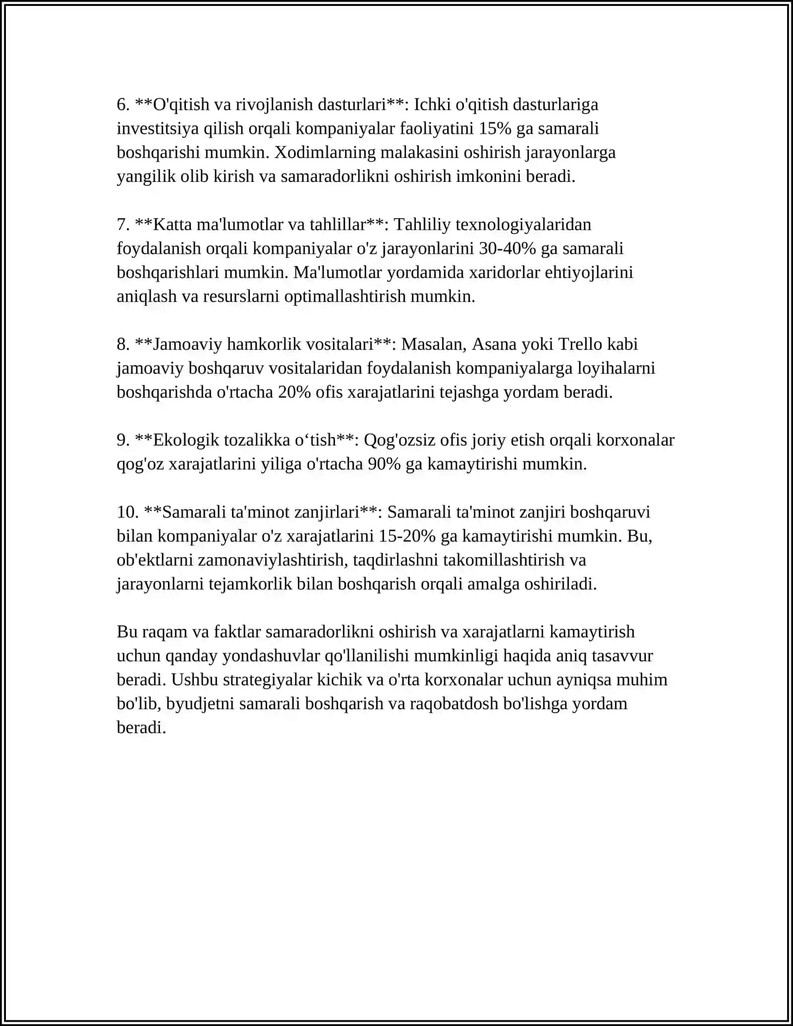 SAMARADORLIKNI OSHIRISHDA XARAJATLARNI KAMATIRISH USULLARINI TAKOMILLASHTIRISH 4