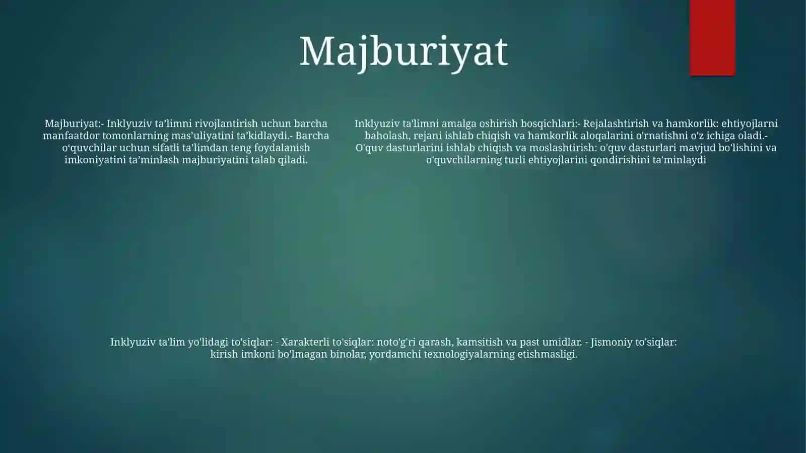 Inklyuziv TaʼLimning Joriy Qilinishi Bosqichlari 4