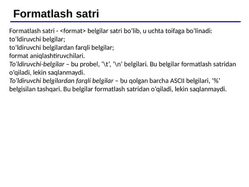 Formatli o‘qish va yozish funksiyalari 4