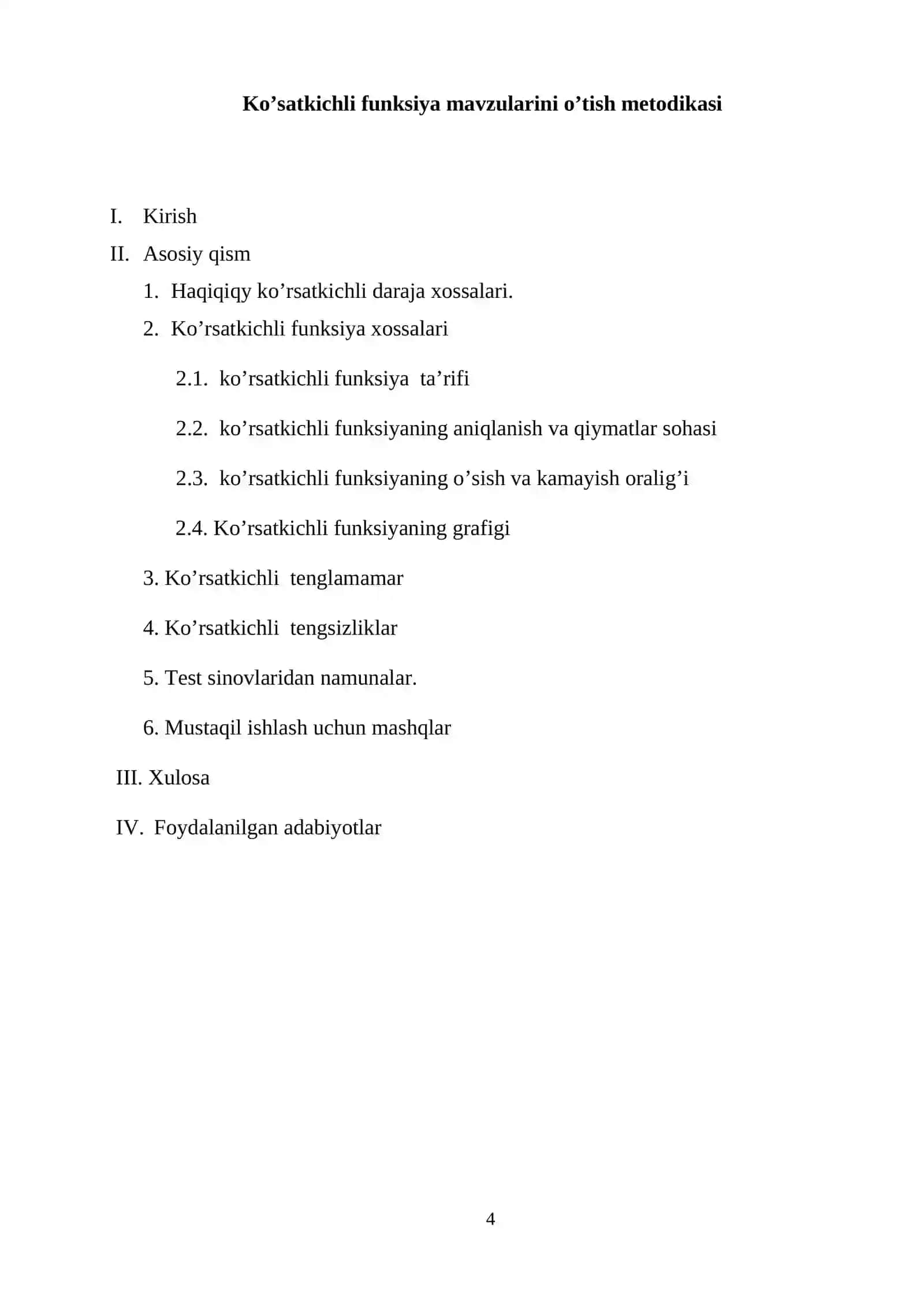 Ko’satkichli funksiya 4