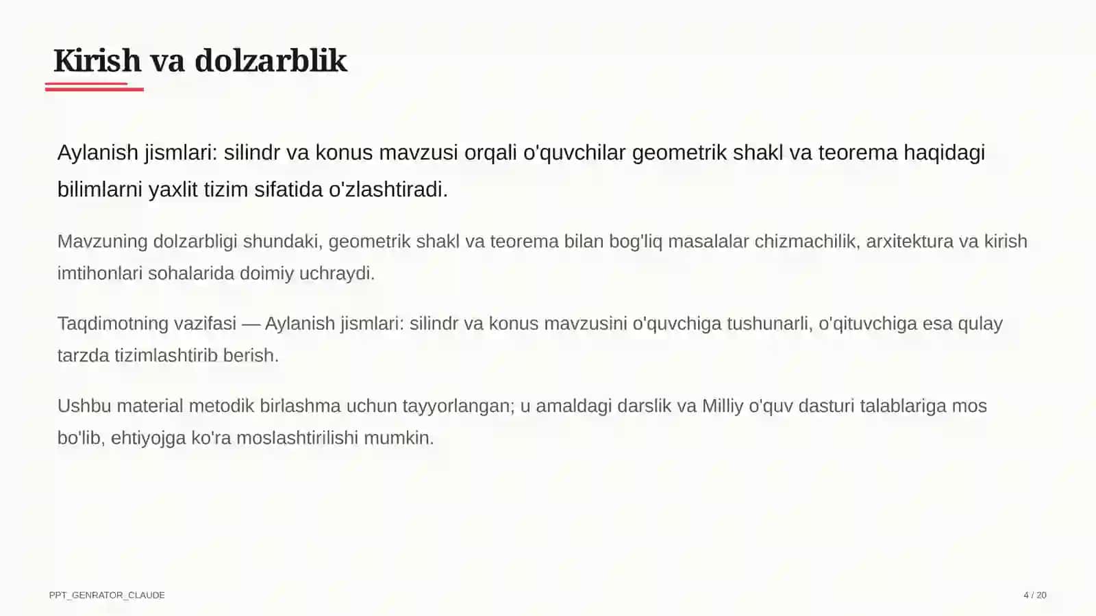 Aylanish jismlari: silindr va konus (11-sinf) 4
