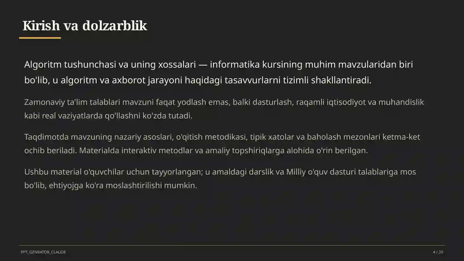 Algoritm tushunchasi va uning xossalari (6-sinf) 4
