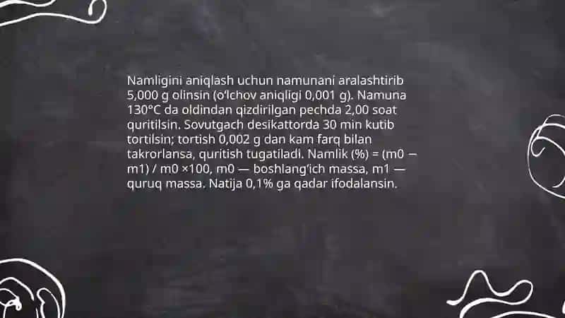 Javdar unini standart asosida tahlil qilish 4