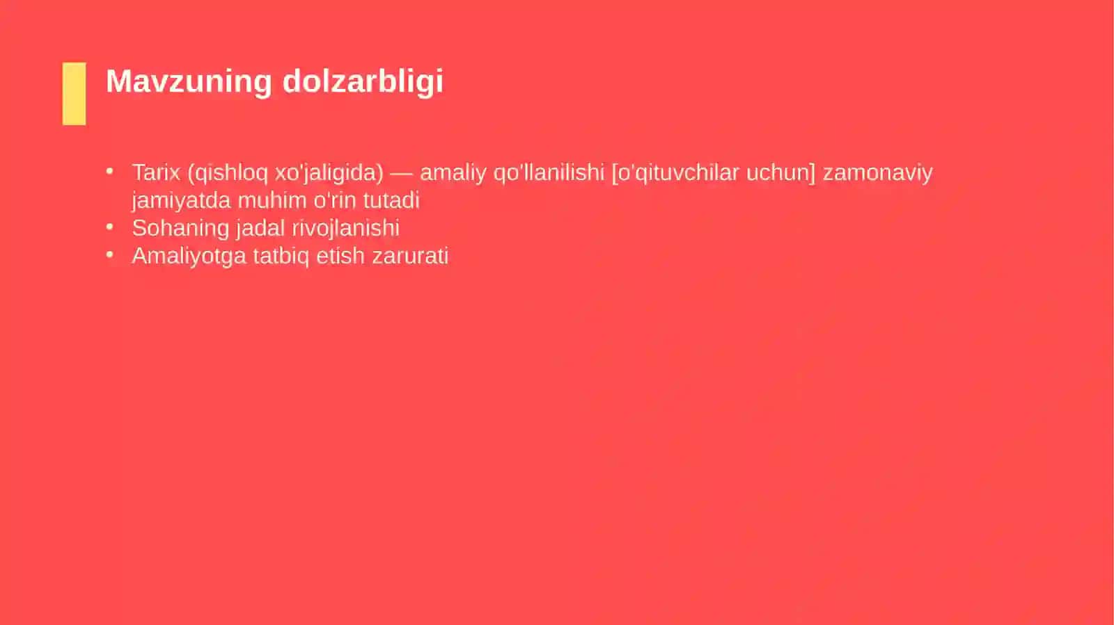 Tarix (qishloq xo'jaligida) — amaliy qo'llanilishi [o'qituvchilar uchun] 4