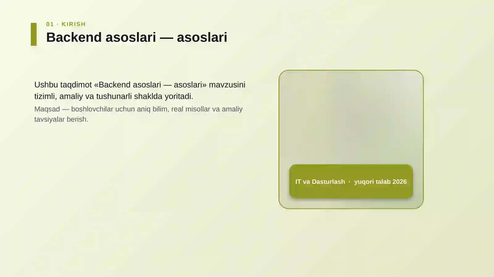 Backend asoslari — asoslari 4