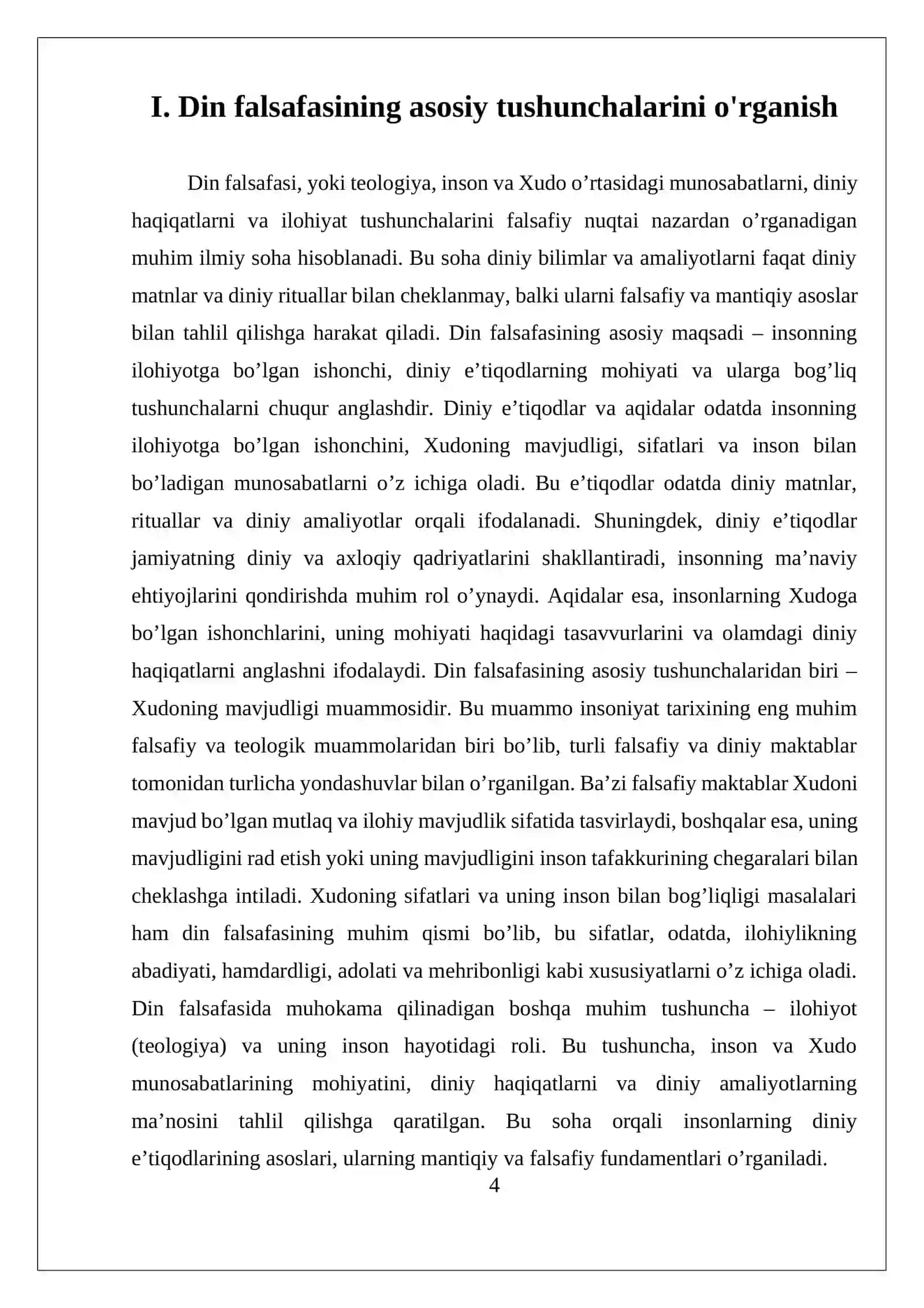 Dinshunoslik fanidan 4
